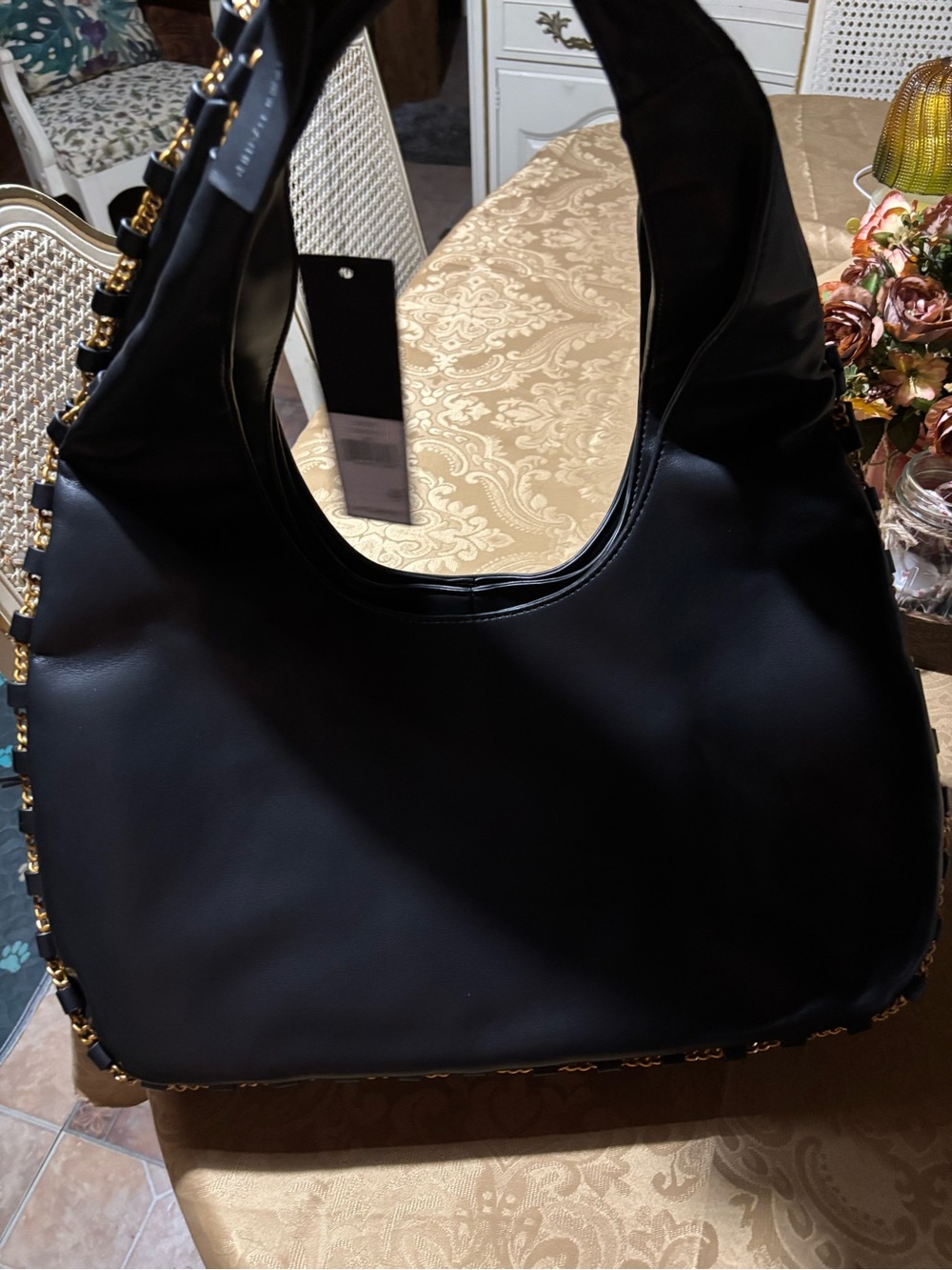 Donna Karan batiste Black Leather triple compartment Shoulder Bag NWT - Picture 5 of 7